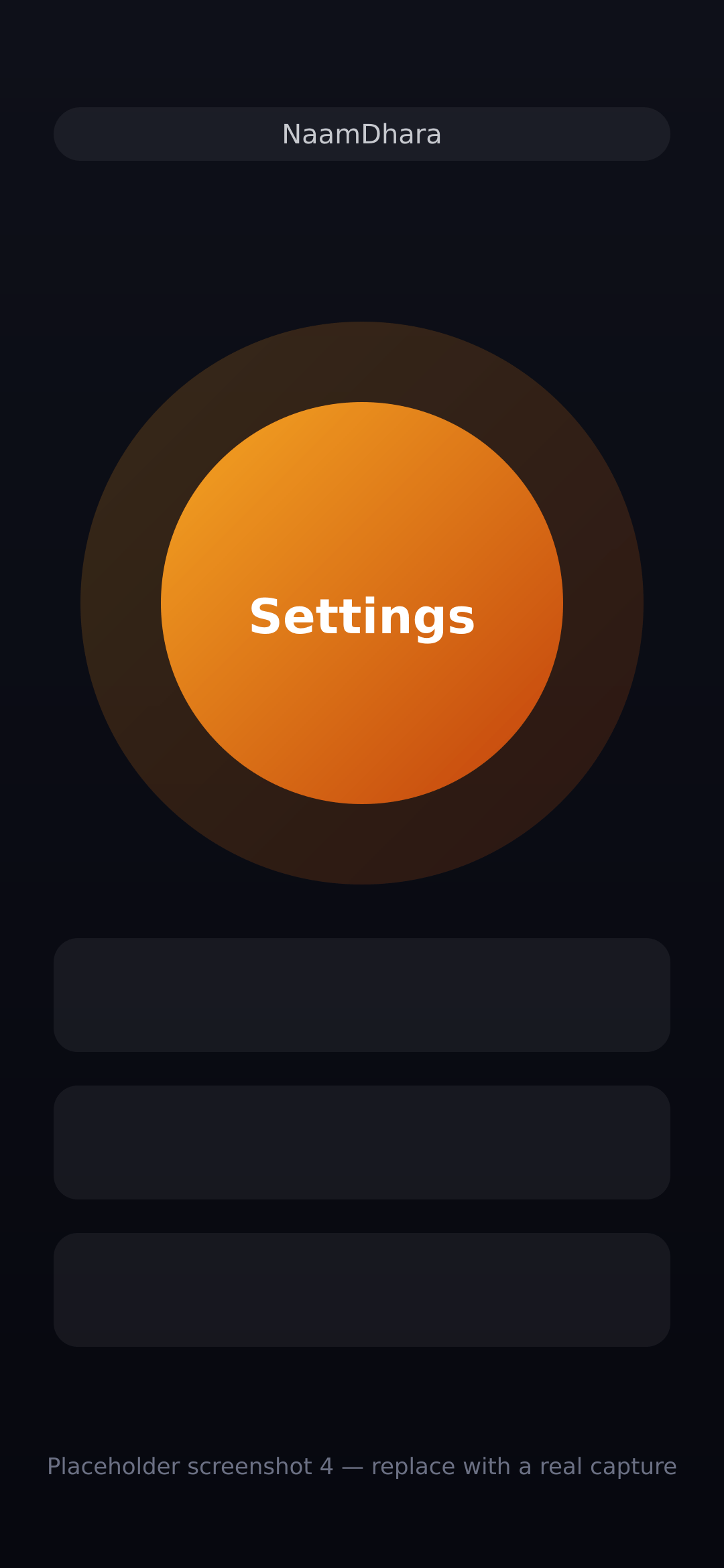 NaamDhara settings with haptic feedback and dark mode toggles
